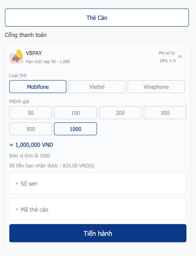 Nạp tiền bằng Thẻ cào điện thoại - Giải pháp "chữa cháy"