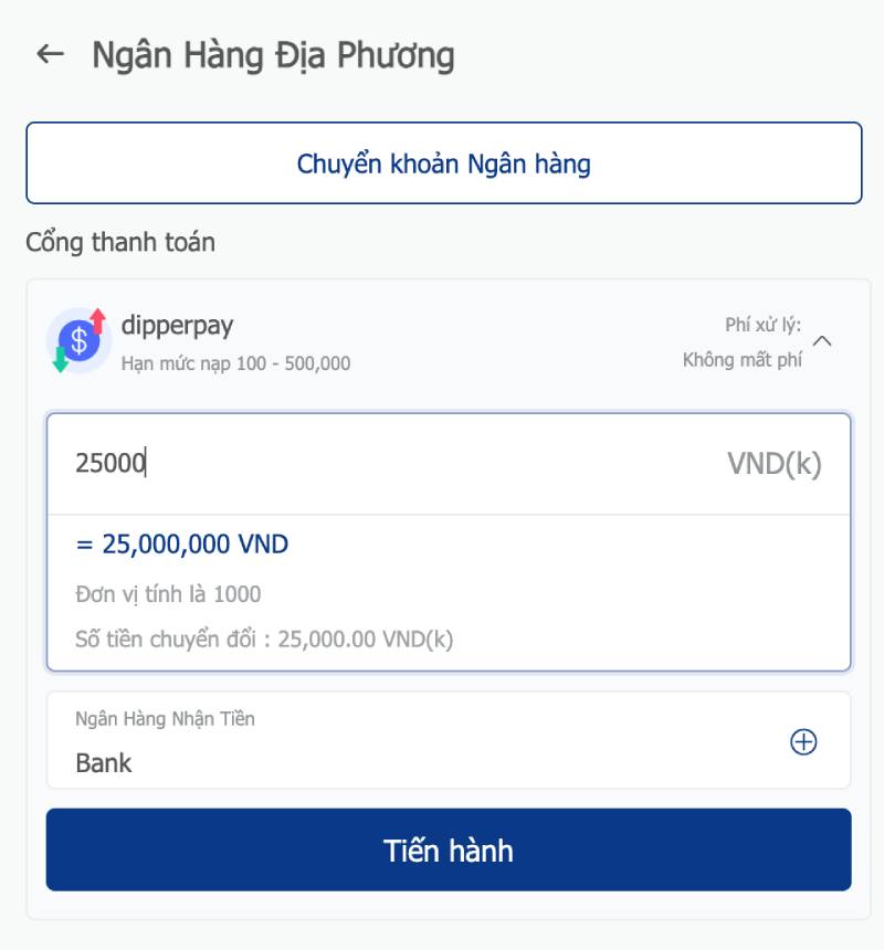 Nạp tiền qua Chuyển khoản Ngân hàng - Lựa chọn "quốc dân"